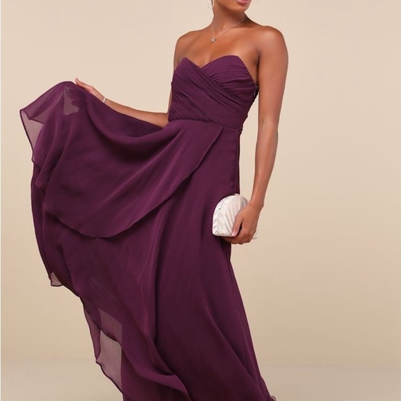 Dresses & Skirts - NWOT Lulus Revered Elegance Purple Pleated Strapless Maxi Dress